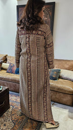 Elegant Crepe Silk One Piece Dress with Artisanal Mirror Embroidery