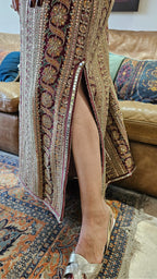 Elegant Crepe Silk One Piece Dress with Artisanal Mirror Embroidery