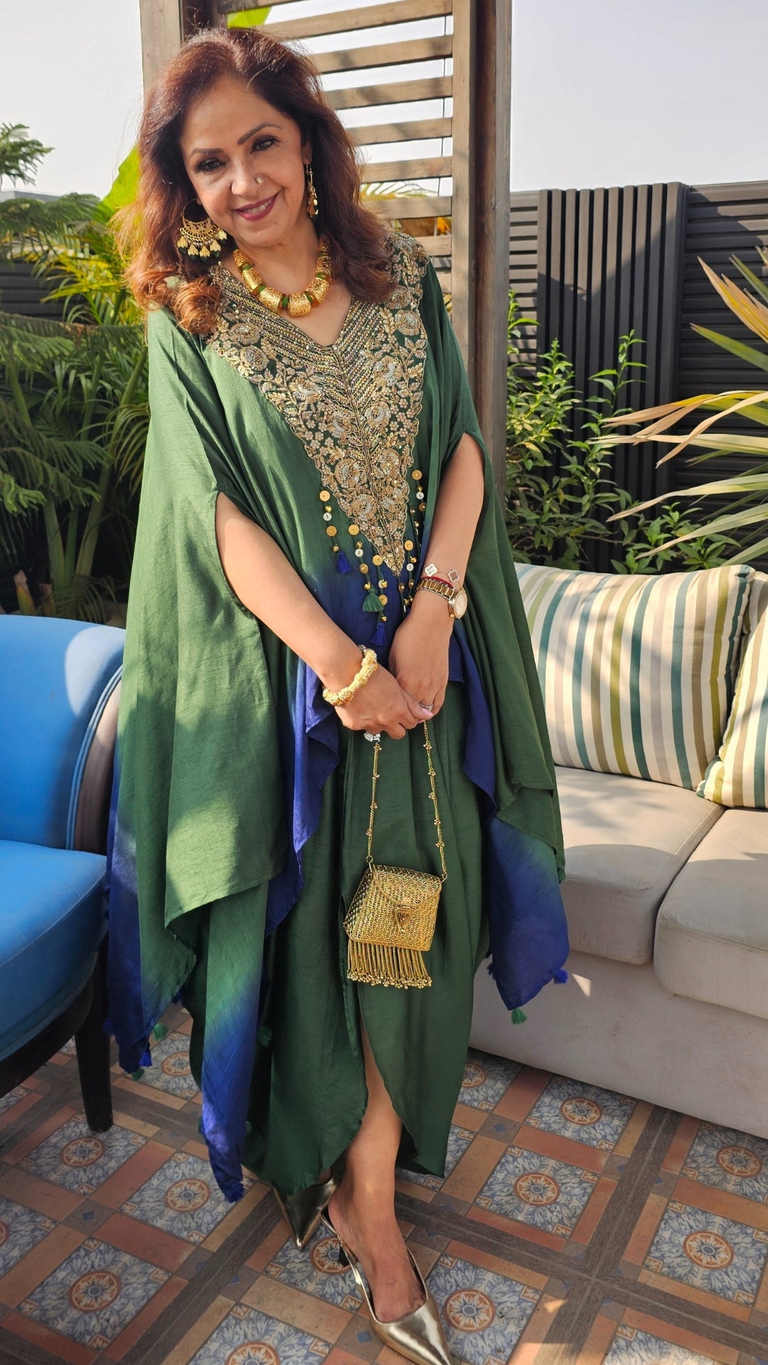 A Head Turner Combination Dyed 3 Piece Silk Outfit Fully Hand Embroidered