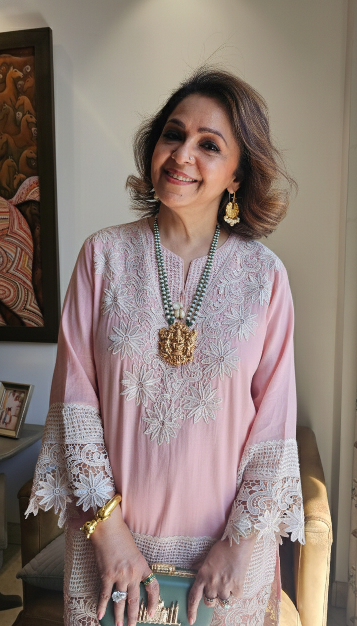 Stunning Pure Mul-Mul Co-ord set trimmed with Beautiful laces