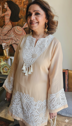 Gorgeous Mul Mul Co-ord set trimmed intricate Lace & Embellished with some hand embroidery