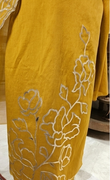 Wispy Silk Chanderi with leather Patch Work Embroidery