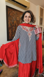 Beautiful Satin Crepe fully lined outfit with Arri & Mirror work