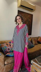 Beautiful Satin Crepe fully lined outfit with Arri & Mirror work 