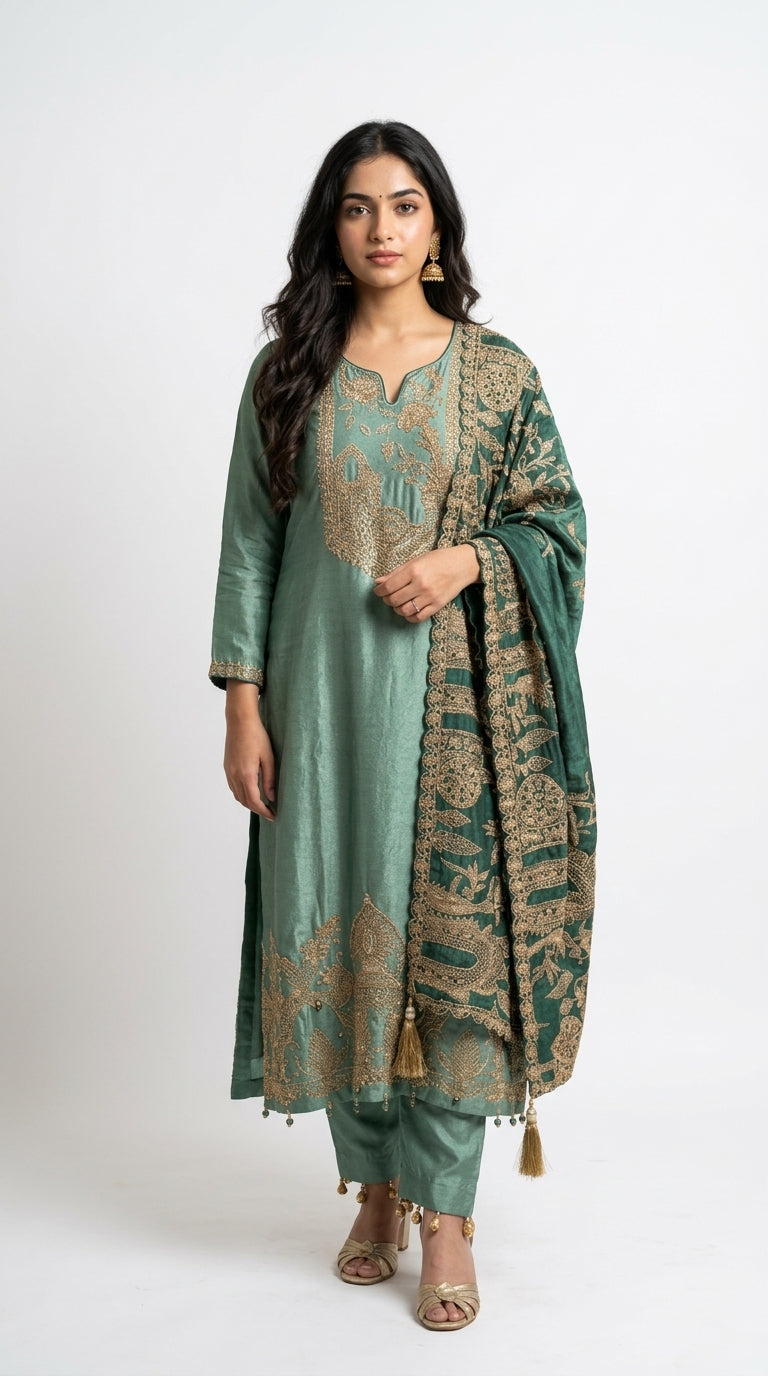 Beautiful Soft Shimmer Tissue Semi Stitched With Upara Silk Bottom With Soft tissue Shimmer Dupatta with Arri & Hand embroidery