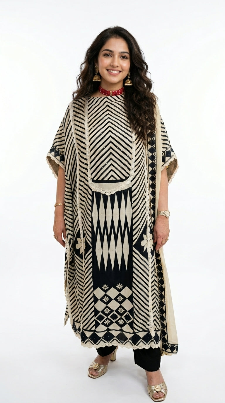 Soft & Comfortable Muslin Digital Print with Lace & Hand Embroidery with Pure Chiffon Dupatta