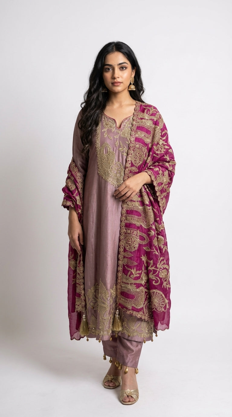 Beautiful Soft Shimmer Tissue Semi Stitched With Upara Silk Bottom With Soft tissue Shimmer Dupatta with Arri & Hand embroidery