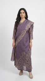 Wispy Silk Chanderi with leather Patch Work Embroidery