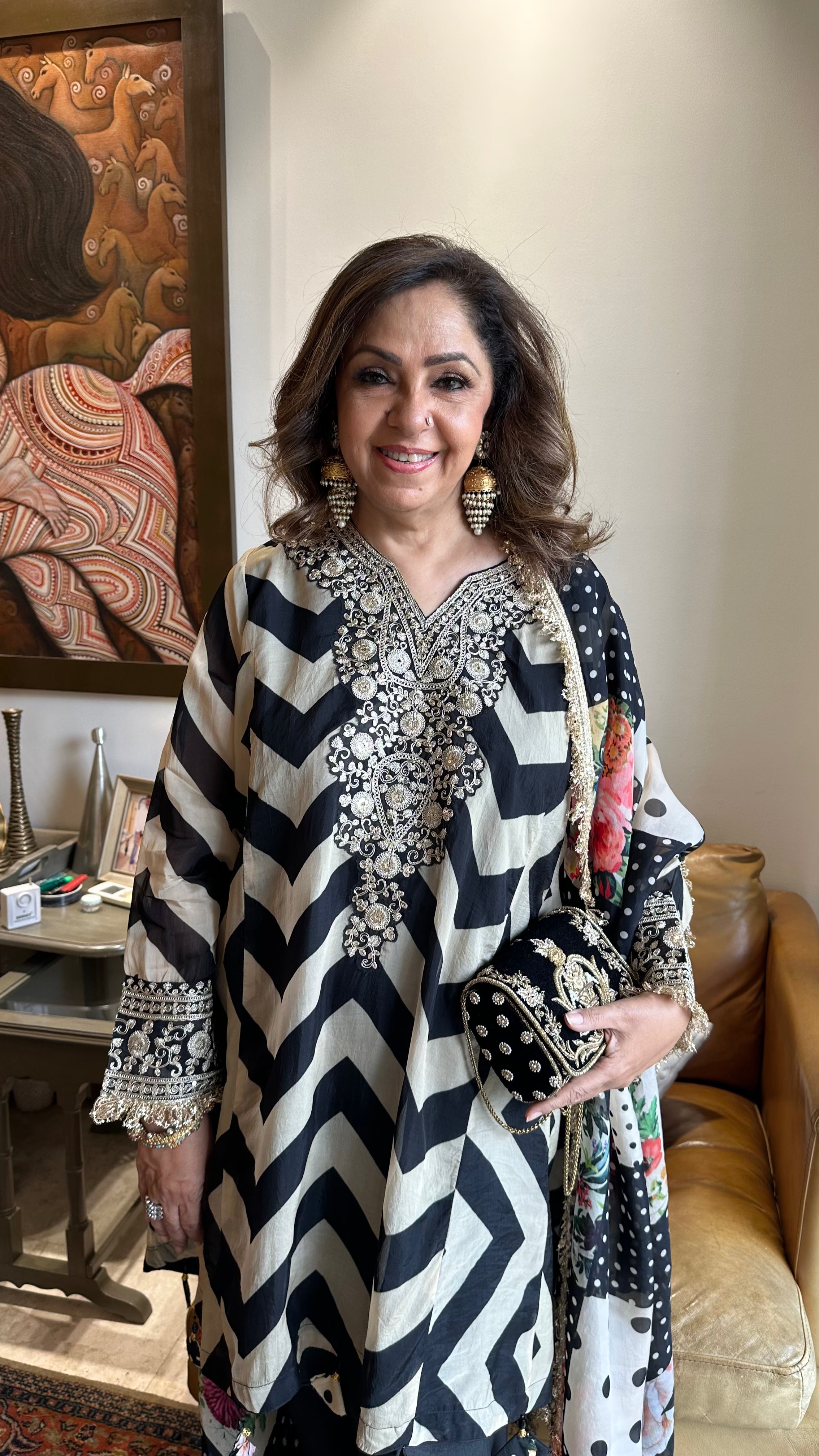 Beautiful Digital Printed Organza Top, Afgani Salwaar & Dupatta with Zari Work