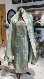 Beautiful Shimmer Brocade Unstitched Suit with Gota Patti Work