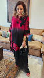 Beautiful Tie & Dye Chinon Crepe With Patch Work and Hand Embroidery