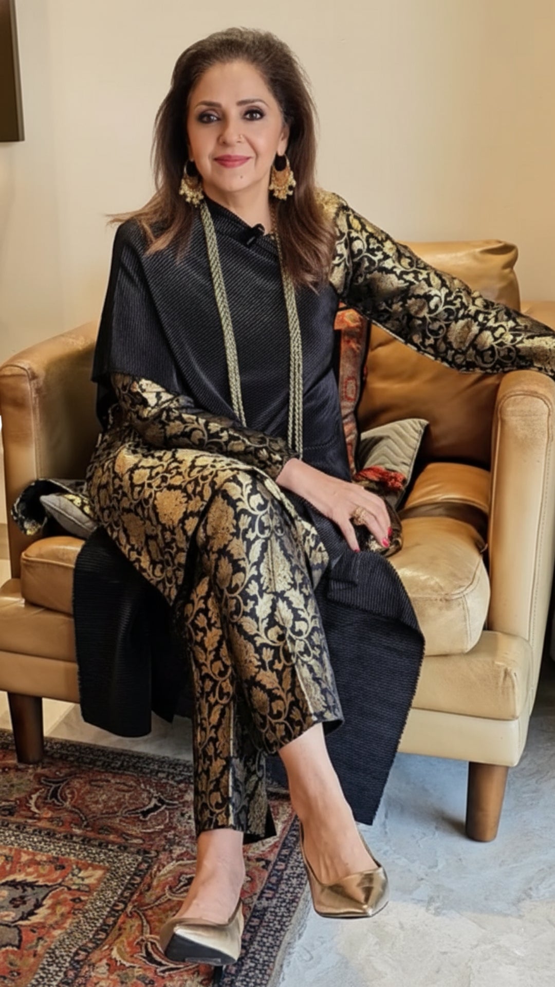 Brilliant fusion of traditional Banarasi Brocade and modern perma pleat