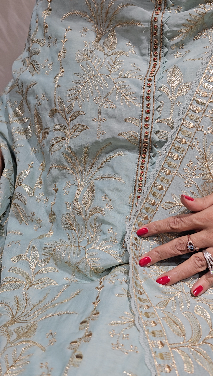 Showstopper Mul 3 piece set with Gold Zari & hand work