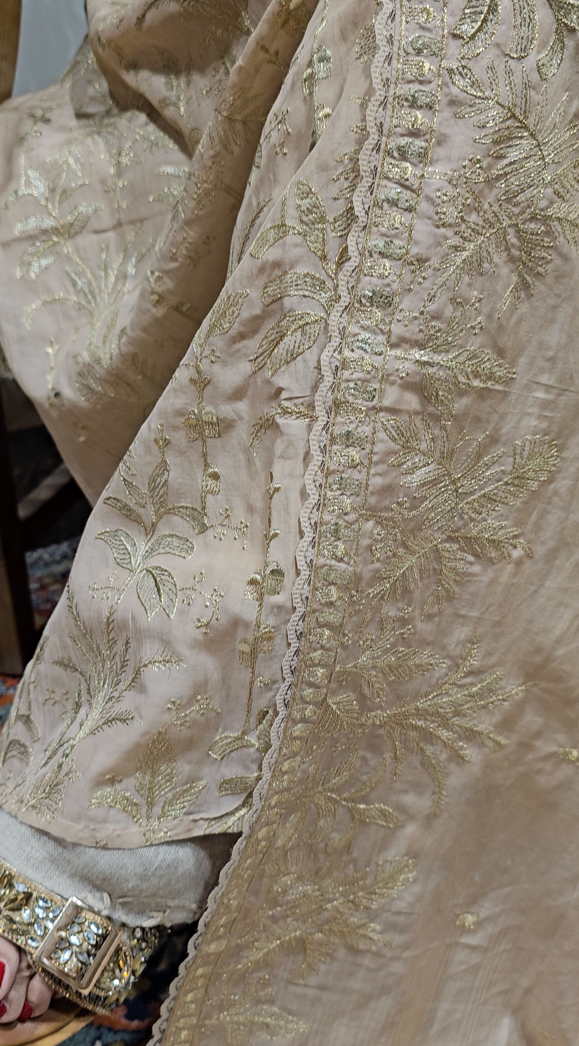 Showstopper Mul 3 piece set with Gold Zari & hand work