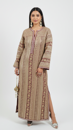 Elegant Crepe Silk One Piece Dress with Artisanal Mirror Embroidery