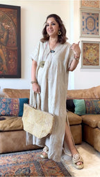 Beautiful Linen Kaftan with Hand Embroidery