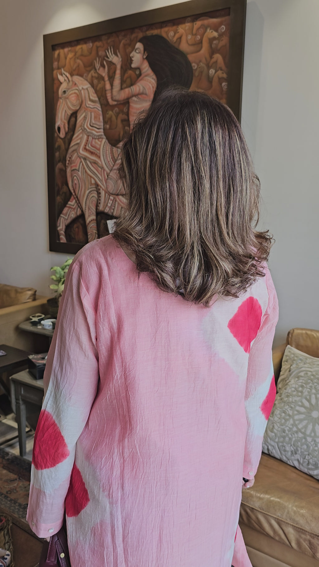 Beautiful Mul Tie & Dye Outfit with Mother of Pearl Work