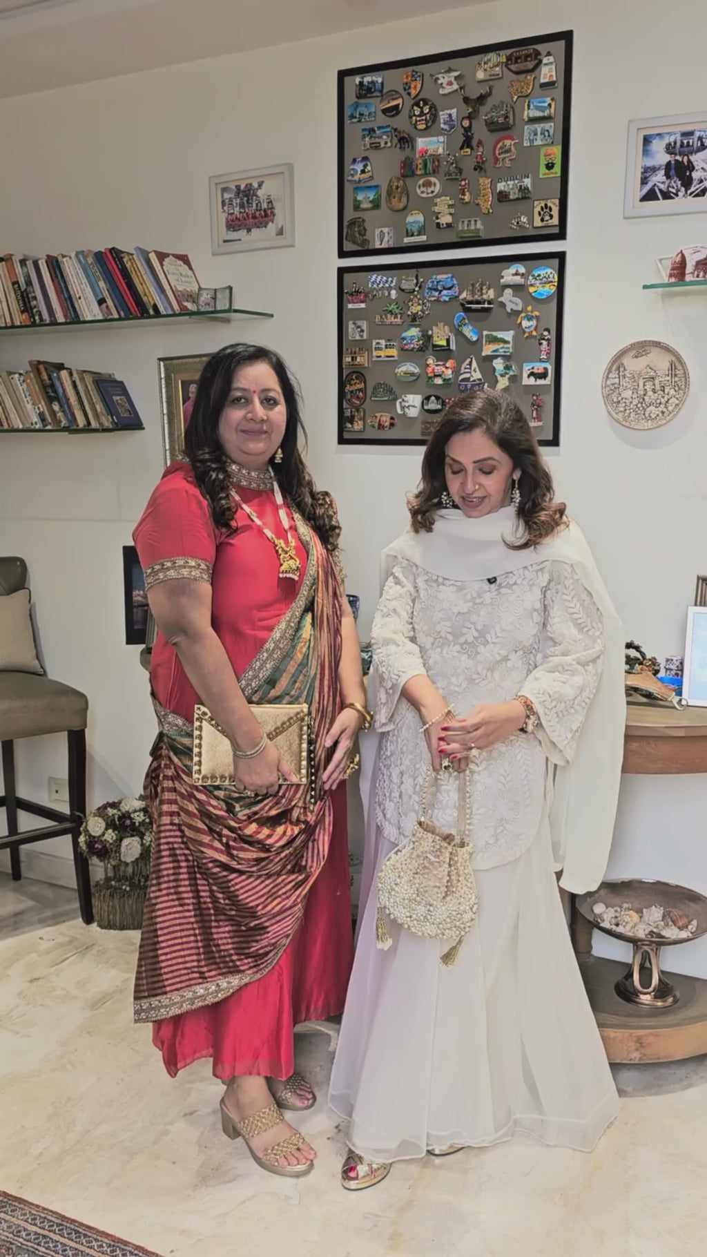 Tomato Drape Dress in Plus Size is Pure Silk Chanderi With Tissue Drape, With Embroidery Border All Over