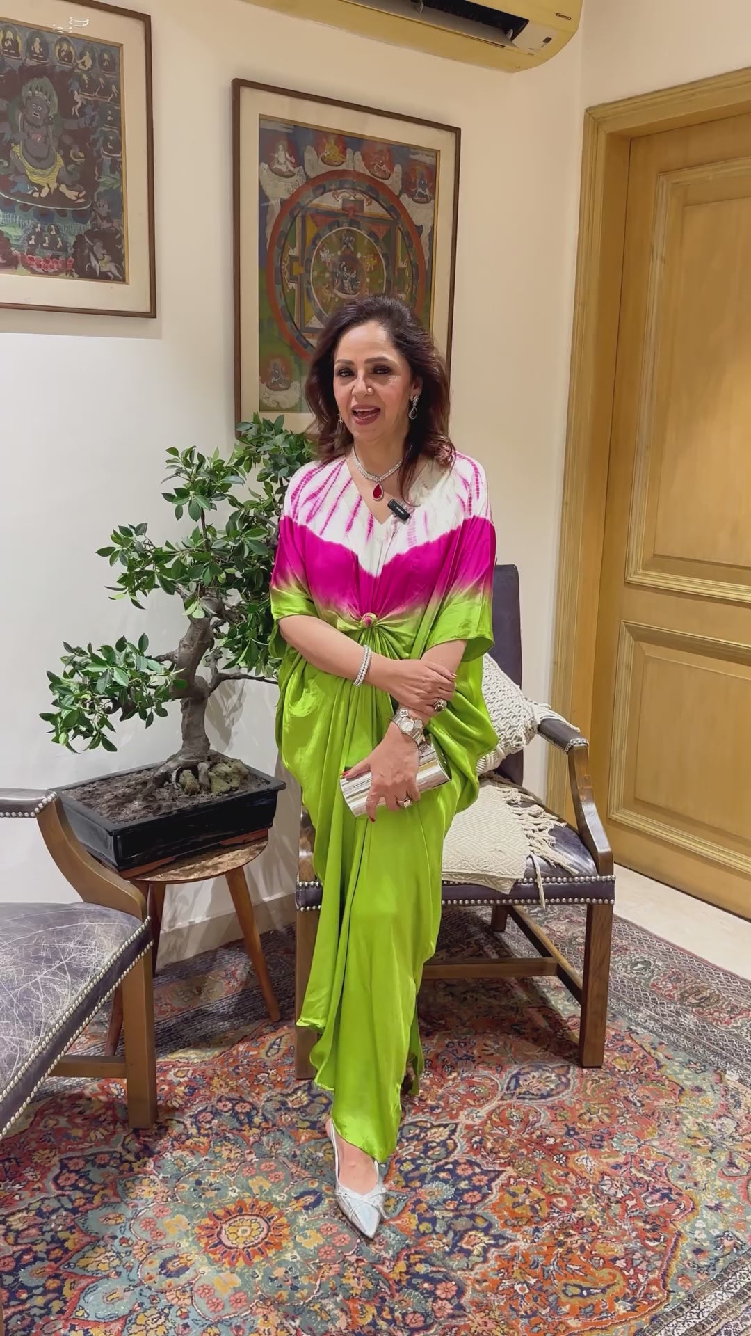 Gorgeous Parrot Green Satin Drape Dress