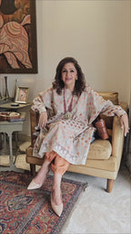 Sheer Linen Blend Top and Cotton Silk Bottom With Embroidered Work