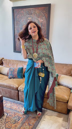 Blue Satin Silk Top and Bottom With Embroidery Work