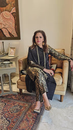 Brilliant fusion of traditional Banarasi Brocade and modern perma pleat