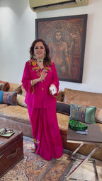 Silk Blend Hand Embroidered Top with Matching Hand Embroidered Skirt