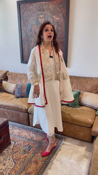 Ivory Linen Shirt and Bottom With Embroidered Jacket