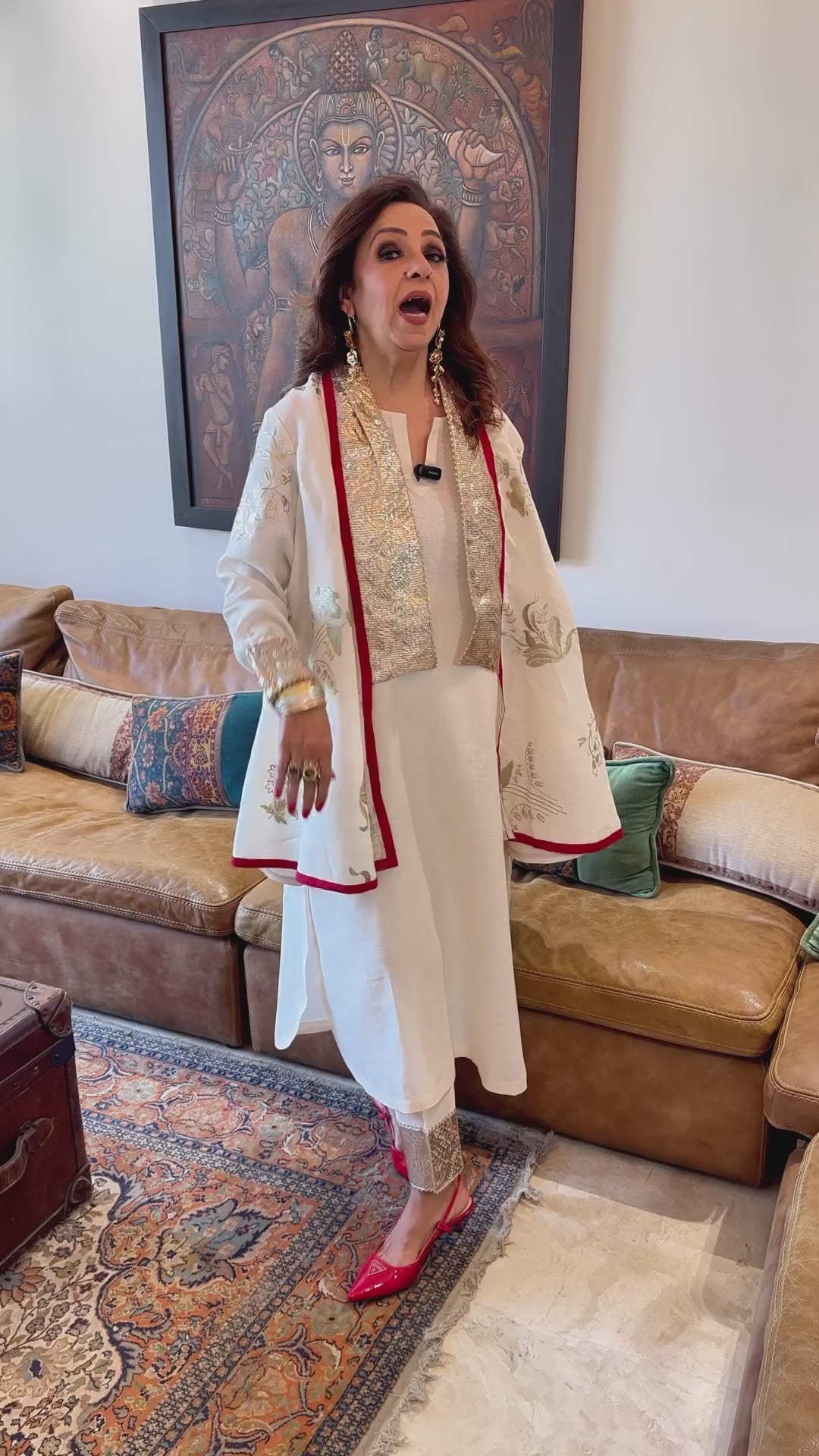 Ivory Linen Shirt and Bottom With Embroidered Jacket