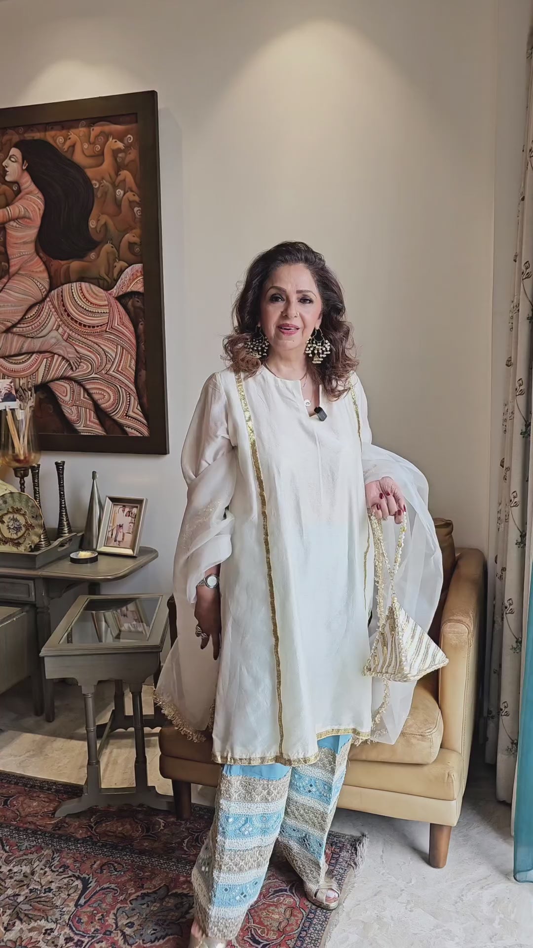 Ivory Chanderi Silk Top and Bottom Set With Hand Embroidered Work and Dupatta